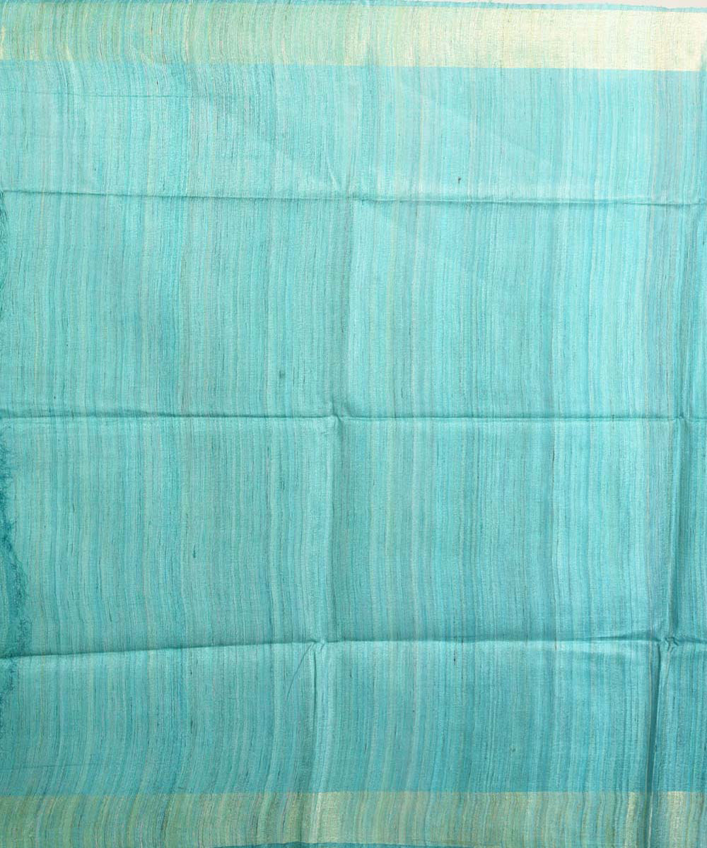 Purple sky blue handwoven tussar silk sari