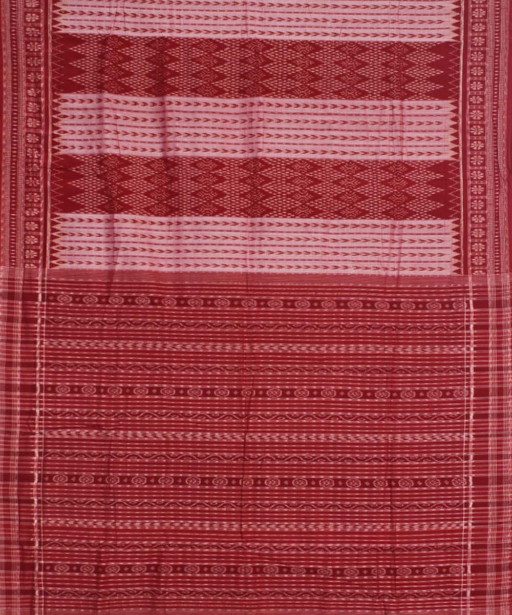 Blush Red Handloom Sambalpuri Cotton Saree