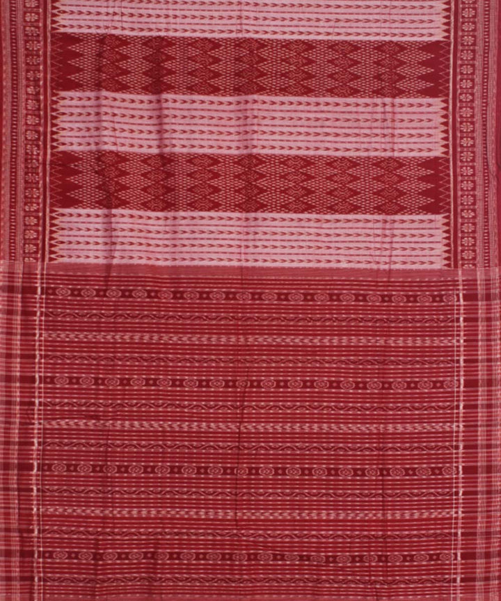 Blush Red Handloom Sambalpuri Cotton Saree