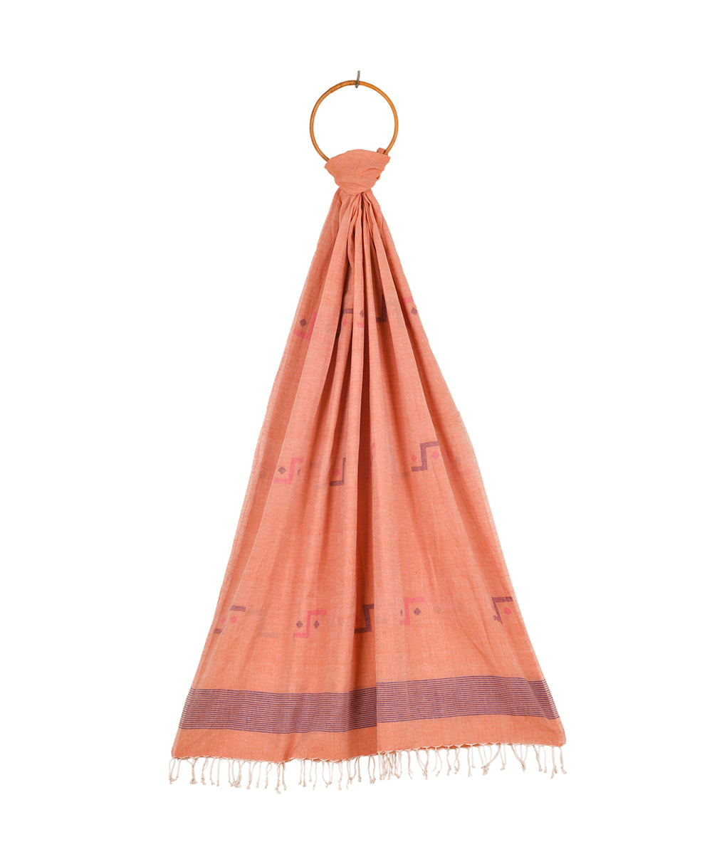 Antique brass handwoven cotton jamdani dupatta
