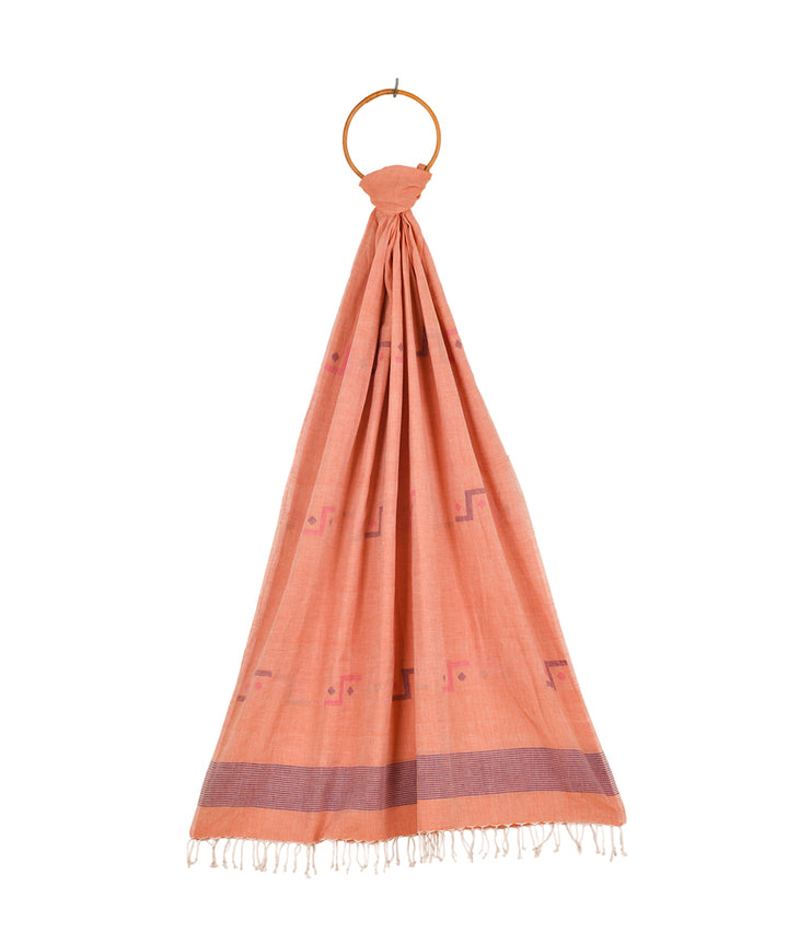 Antique brass handwoven cotton jamdani dupatta