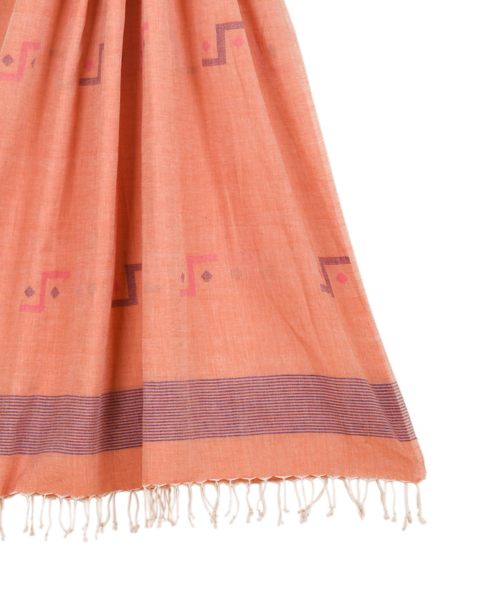 Antique brass handwoven cotton jamdani dupatta