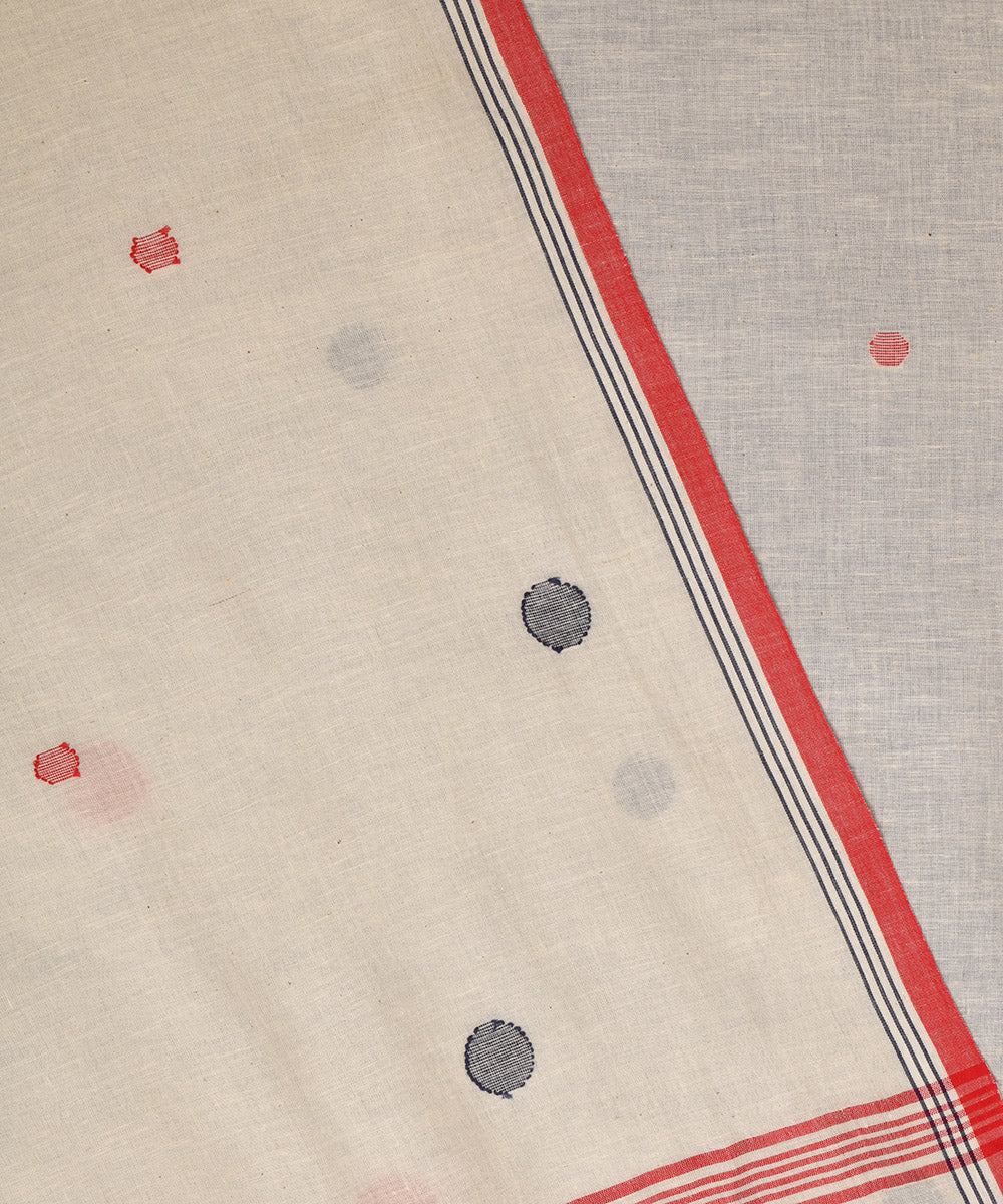 White hand embroidery kantha stitch cotton saree
