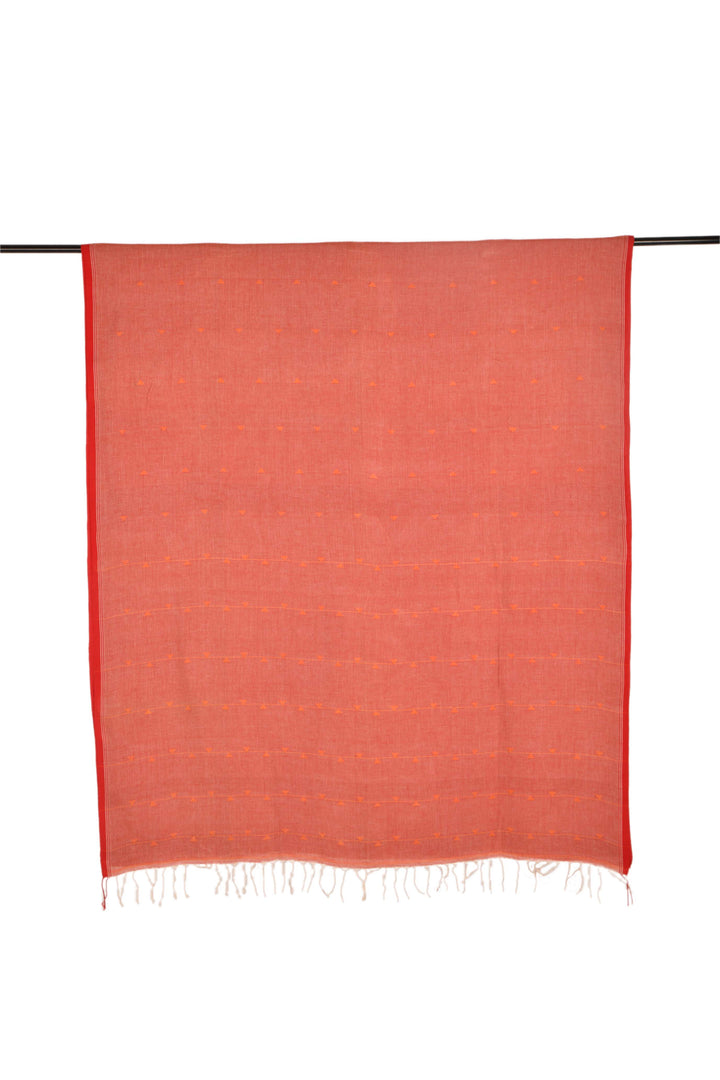 Peach hand embroidery kantha stitch cotton saree