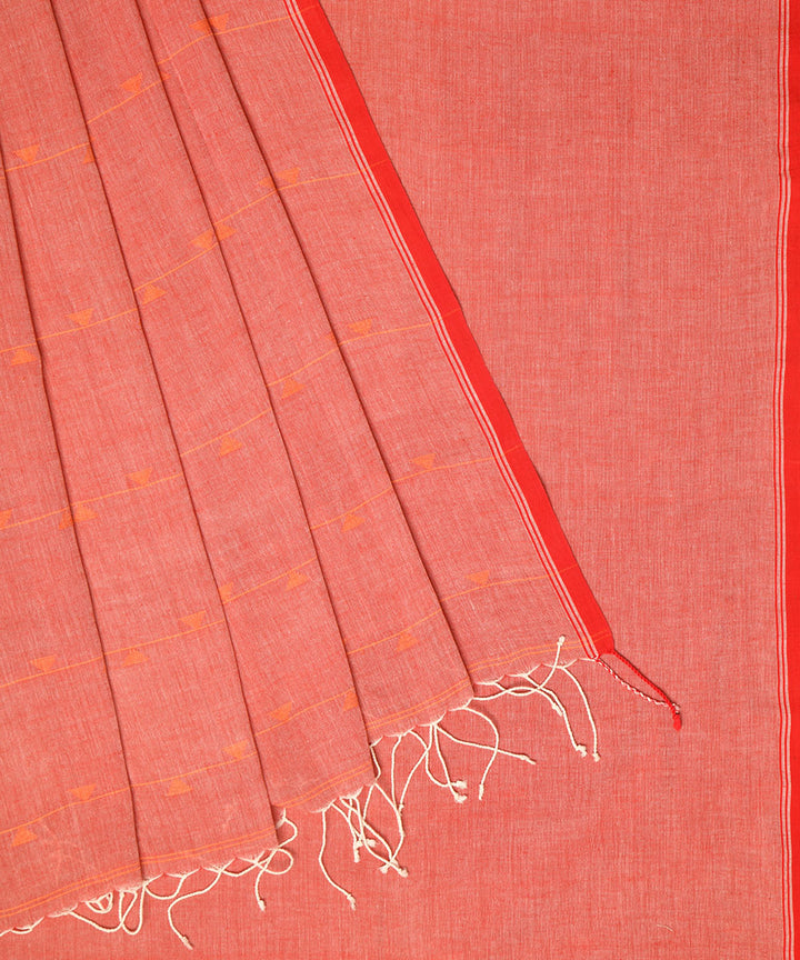 Peach hand embroidery kantha stitch cotton saree