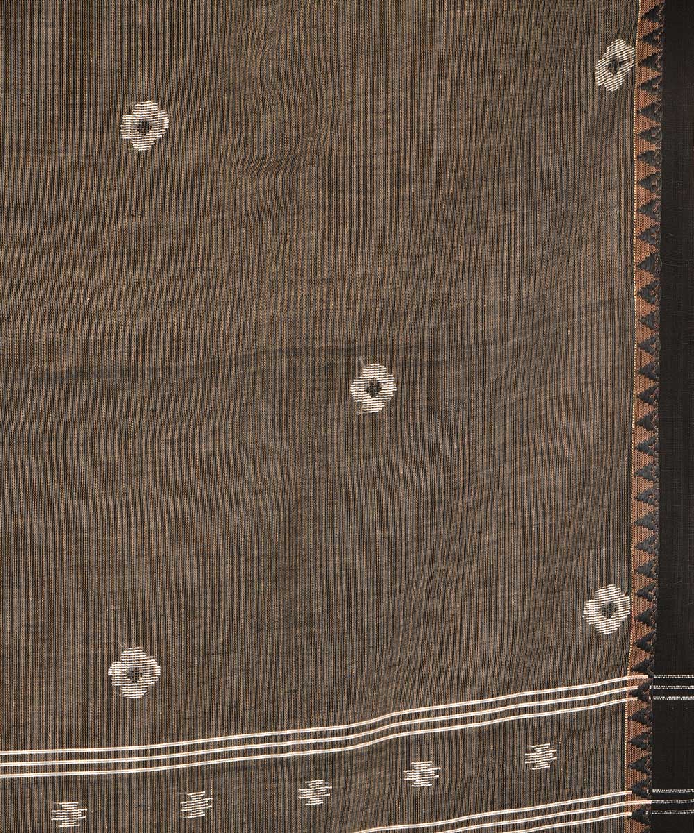Grey hand embroidery kantha stitch cotton saree