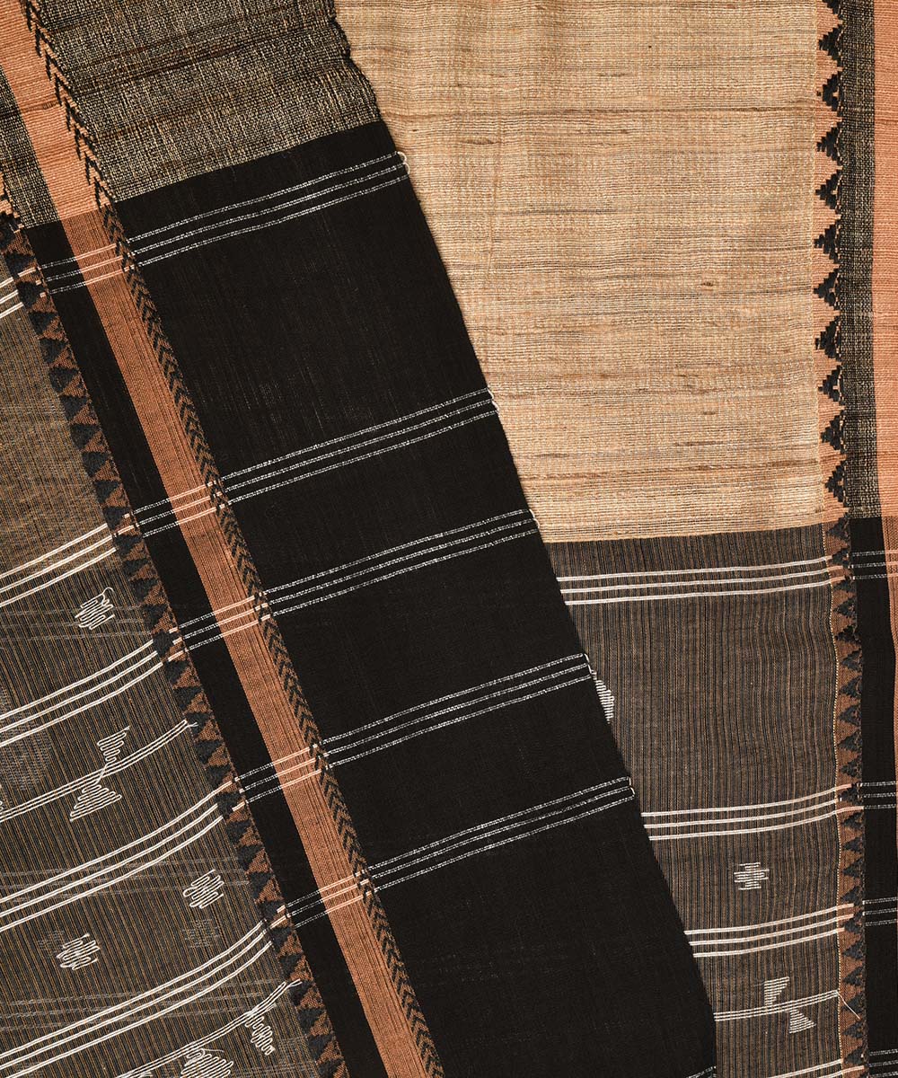 Grey hand embroidery kantha stitch cotton saree