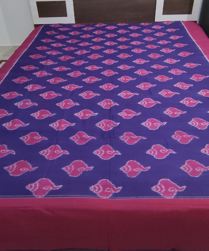 Navy blue maroon handwoven cotton sambalpuri double bedsheet