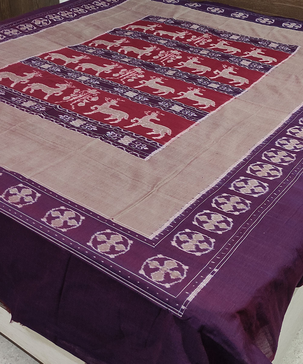 Multi color handwoven cotton sambalpuri double bedsheet