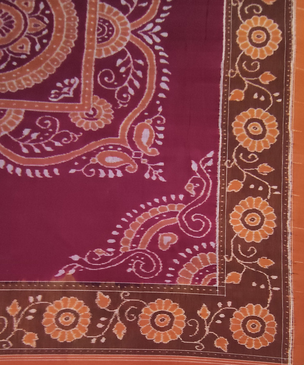 Maroon rust handwoven cotton sambalpuri double bedsheet