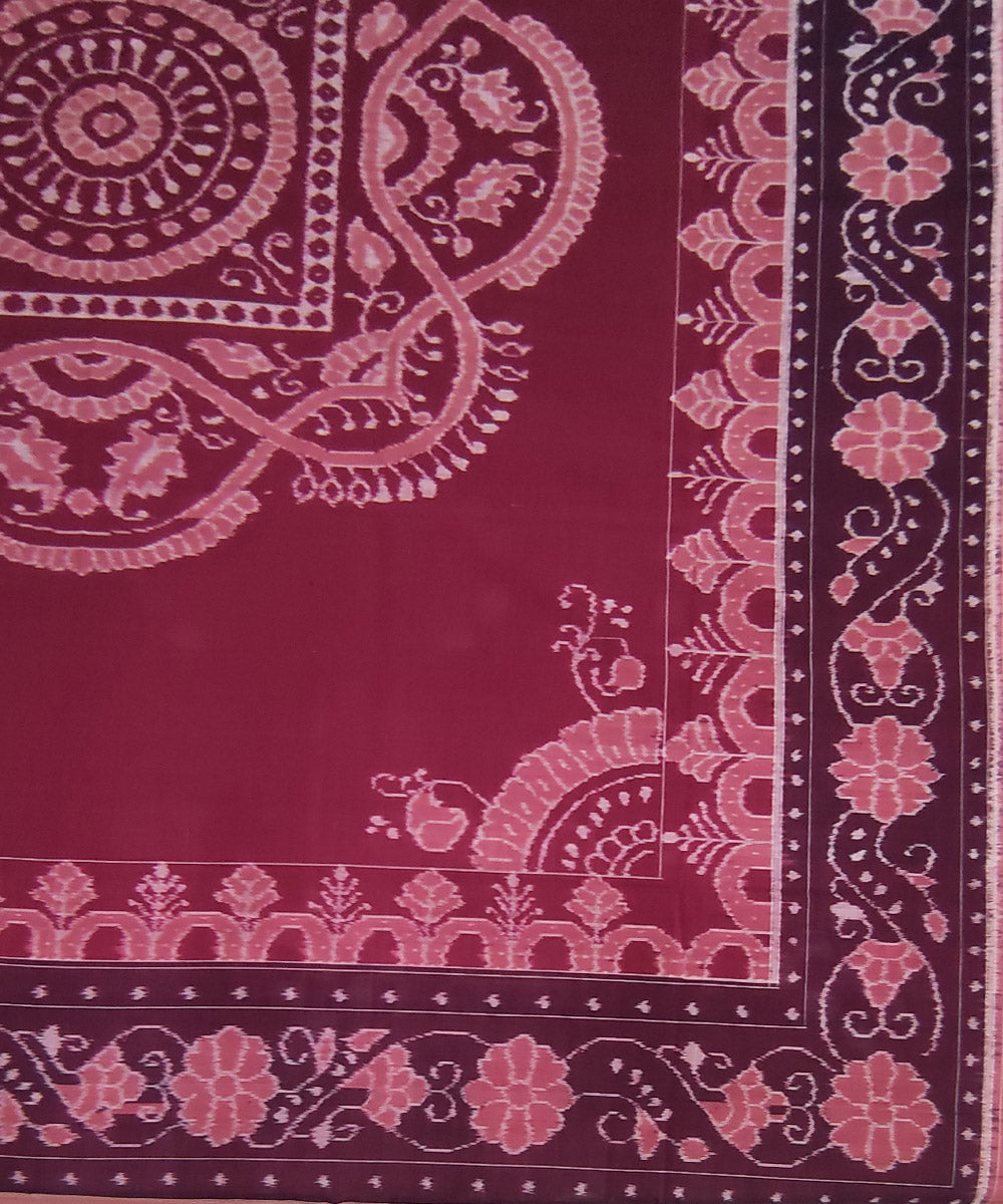 Maroon handwoven cotton sambalpuri double bedsheet