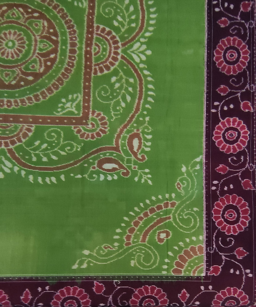 Light green maroon handwoven cotton sambalpuri double bedsheet