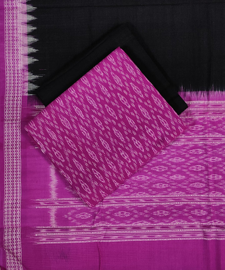 Purple black handwoven cotton sambalpuri dress material