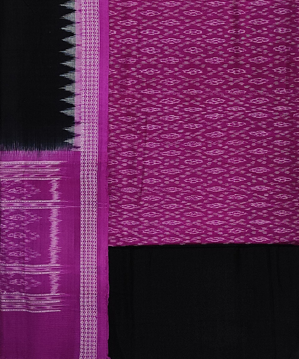 Purple black handwoven cotton sambalpuri dress material