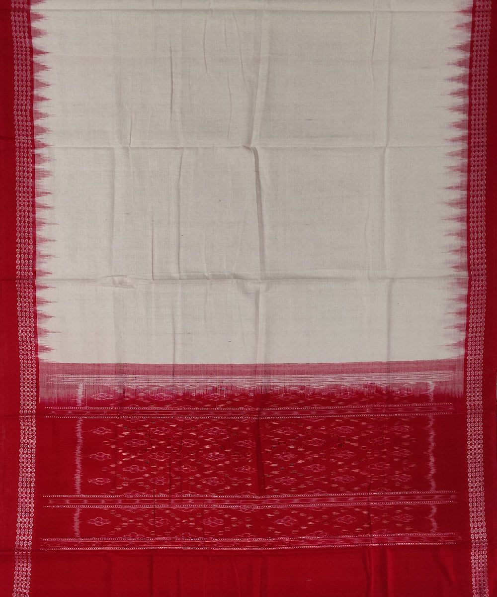 Red off white handwoven cotton sambalpuri dress material