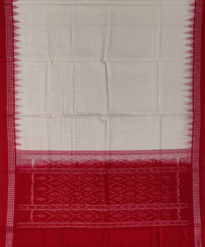 Red off white handwoven cotton sambalpuri dress material