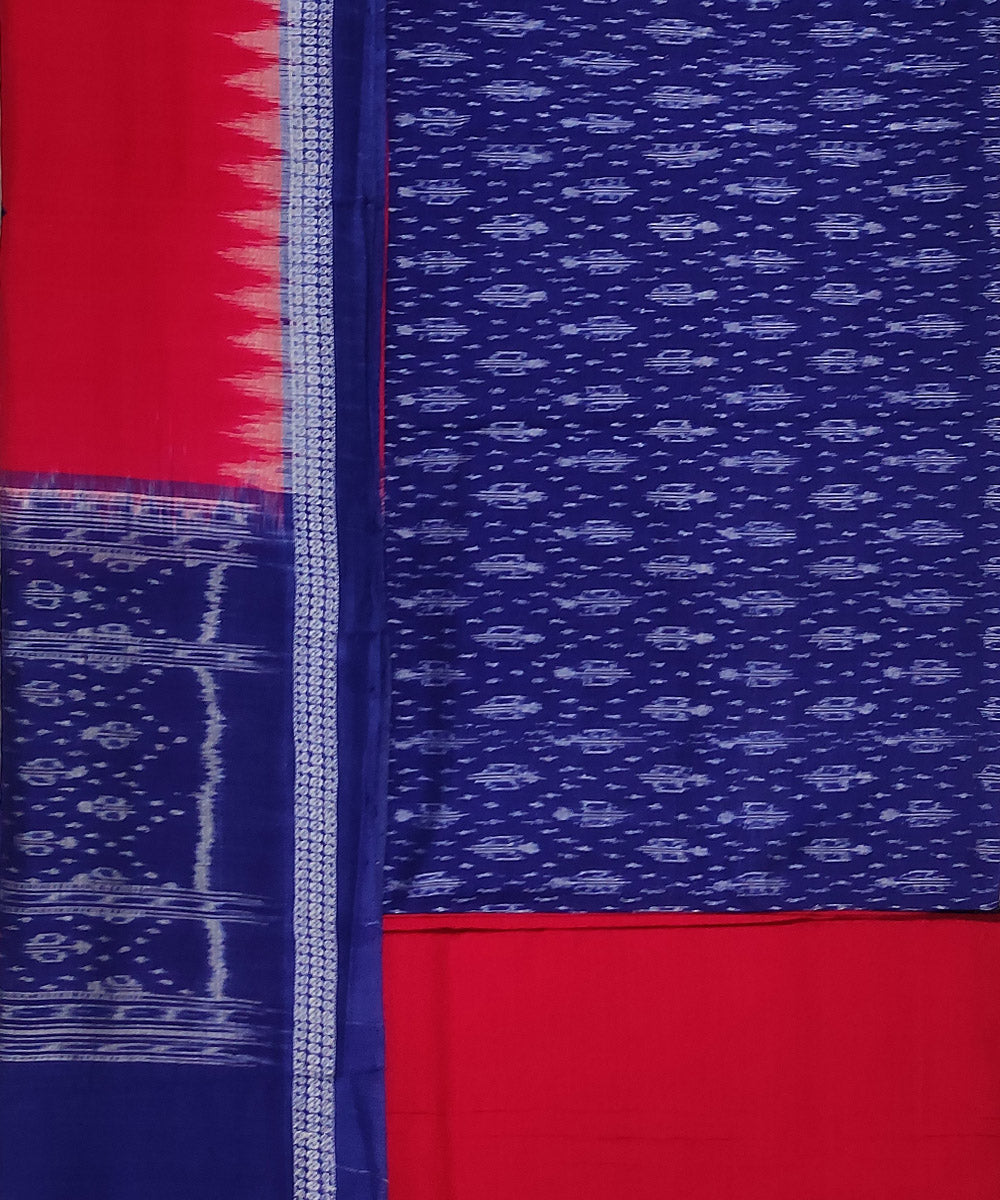 3pc Navy blue red handwoven cotton sambalpuri dress material