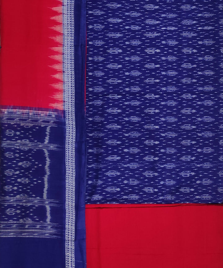 3pc Navy blue red handwoven cotton sambalpuri dress material