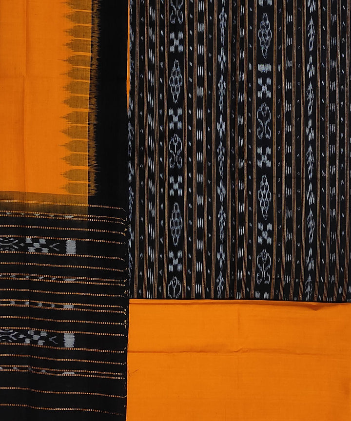 3pc Black yellow handwoven cotton sambalpuri dress material