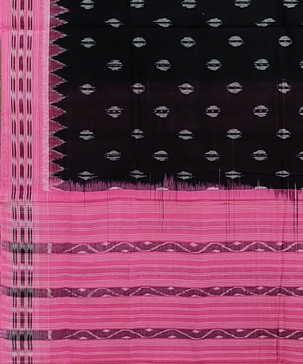 Black pink handwoven cotton sambalpuri dupatta