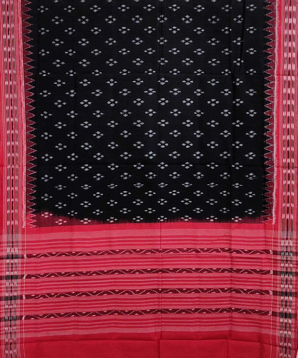 Black red hand loom cotton sambalpuri dupatta