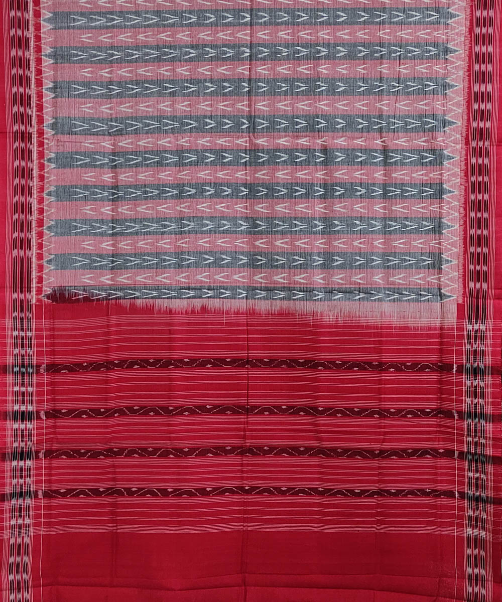 Grey maroon handwoven cotton sambalpuri dupatta