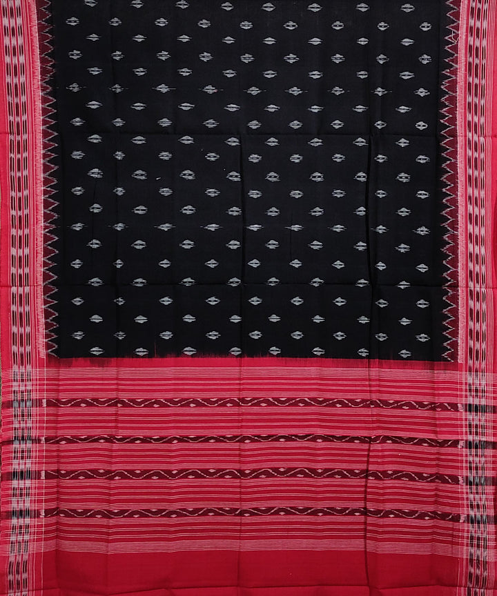 Black maroon hand woven cotton sambalpuri dupatta