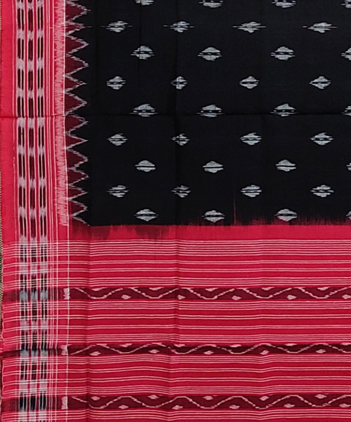 Black maroon hand woven cotton sambalpuri dupatta