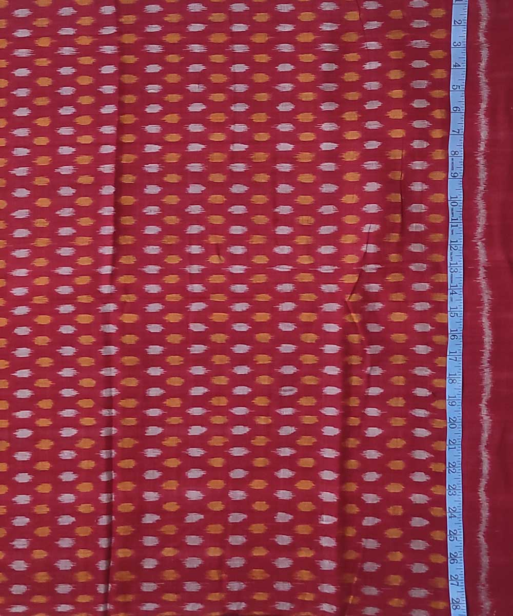 2.5m Dark red handwoven single ikat cotton sambalpuri kurta fabric