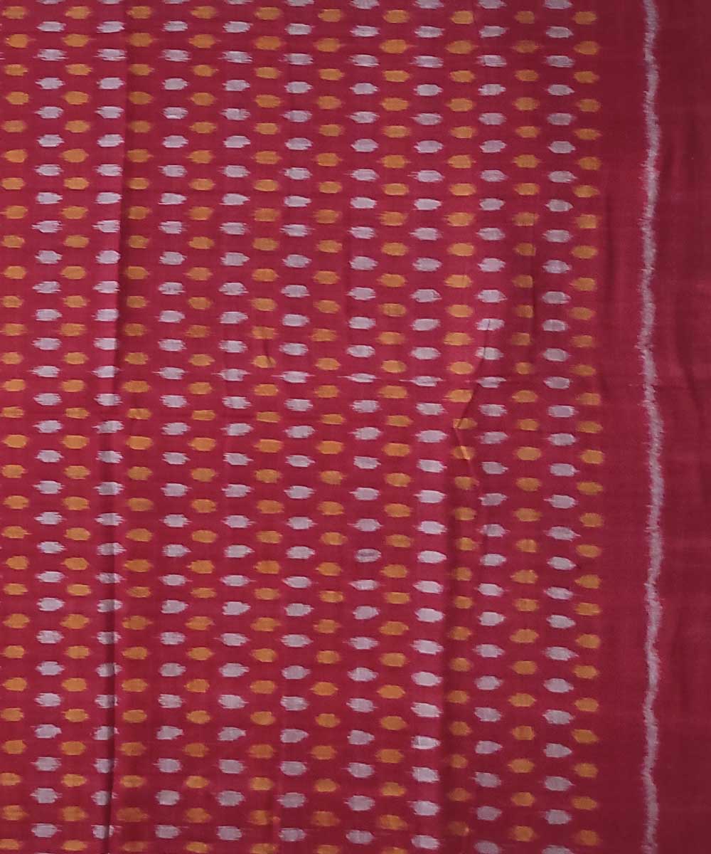 2.5m Dark red handwoven single ikat cotton sambalpuri kurta fabric