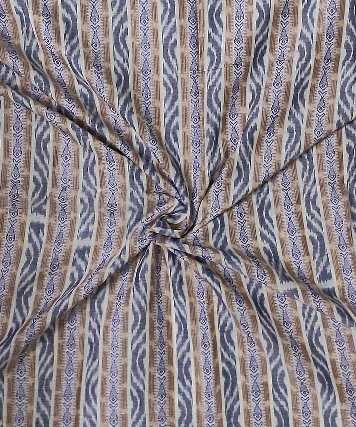 2.5m White blue handwoven cotton single ikat sambalpuri kurta fabric