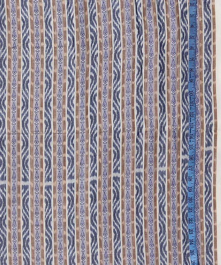 2.5m White blue handwoven cotton single ikat sambalpuri kurta fabric