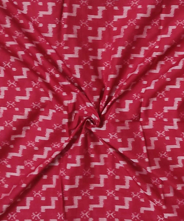 2.5m Red handwoven cotton single ikat sambalpuri kurta fabric