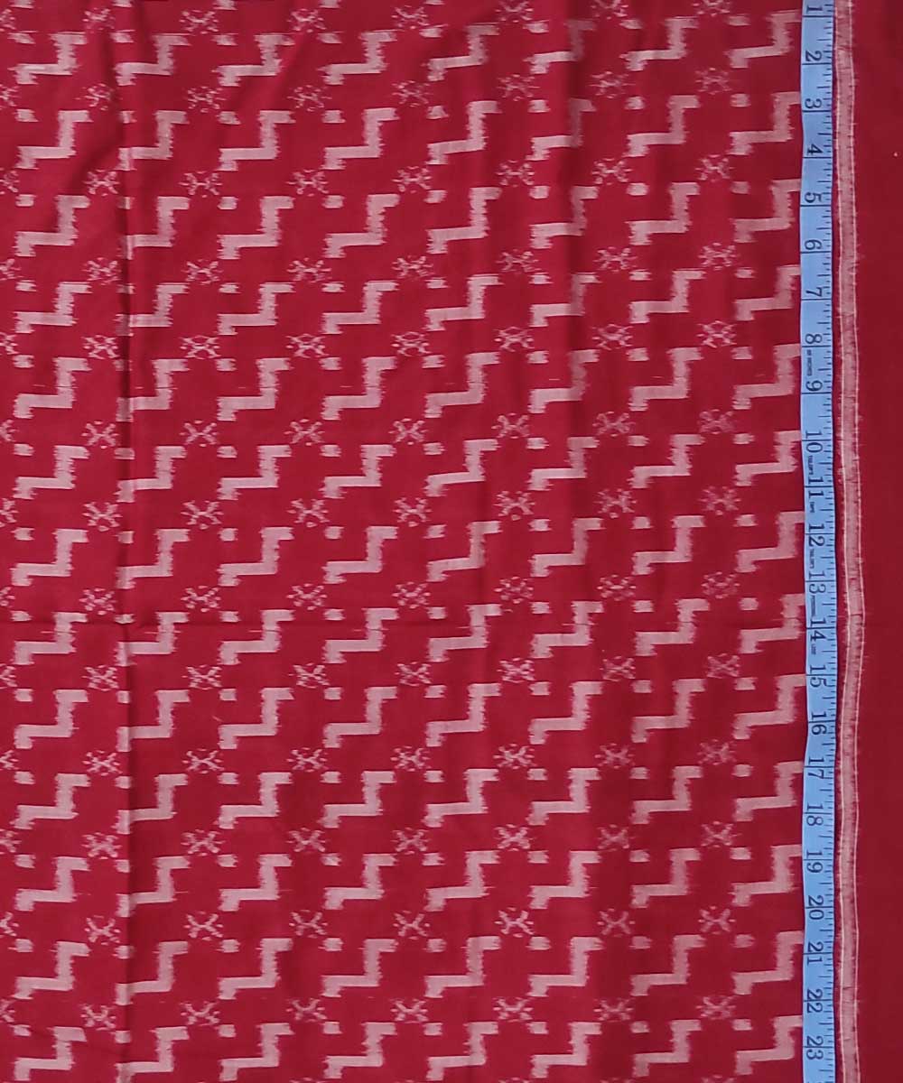 2.5m Red handwoven cotton single ikat sambalpuri kurta fabric