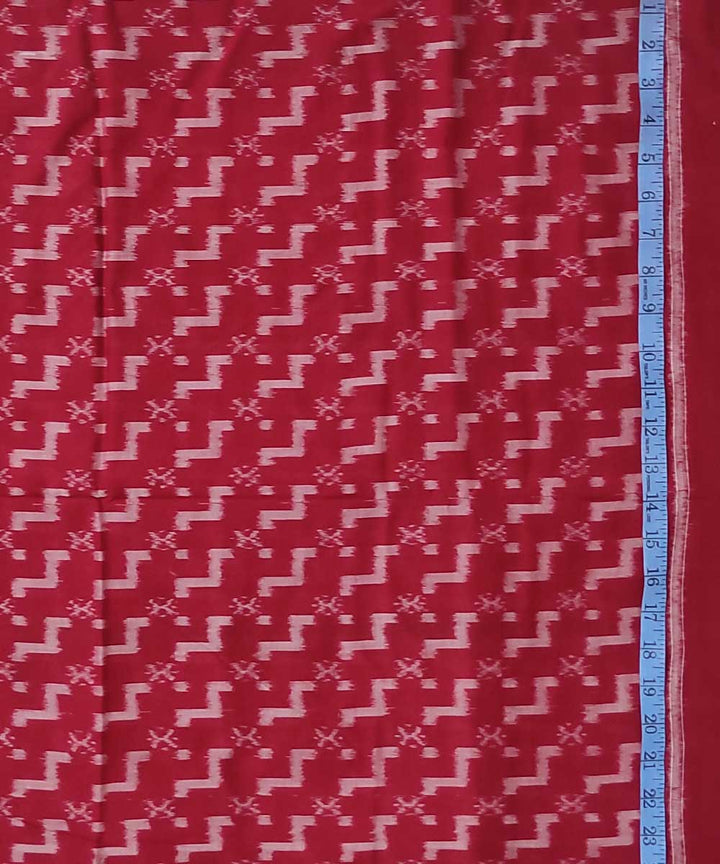 2.5m Red handwoven cotton single ikat sambalpuri kurta fabric