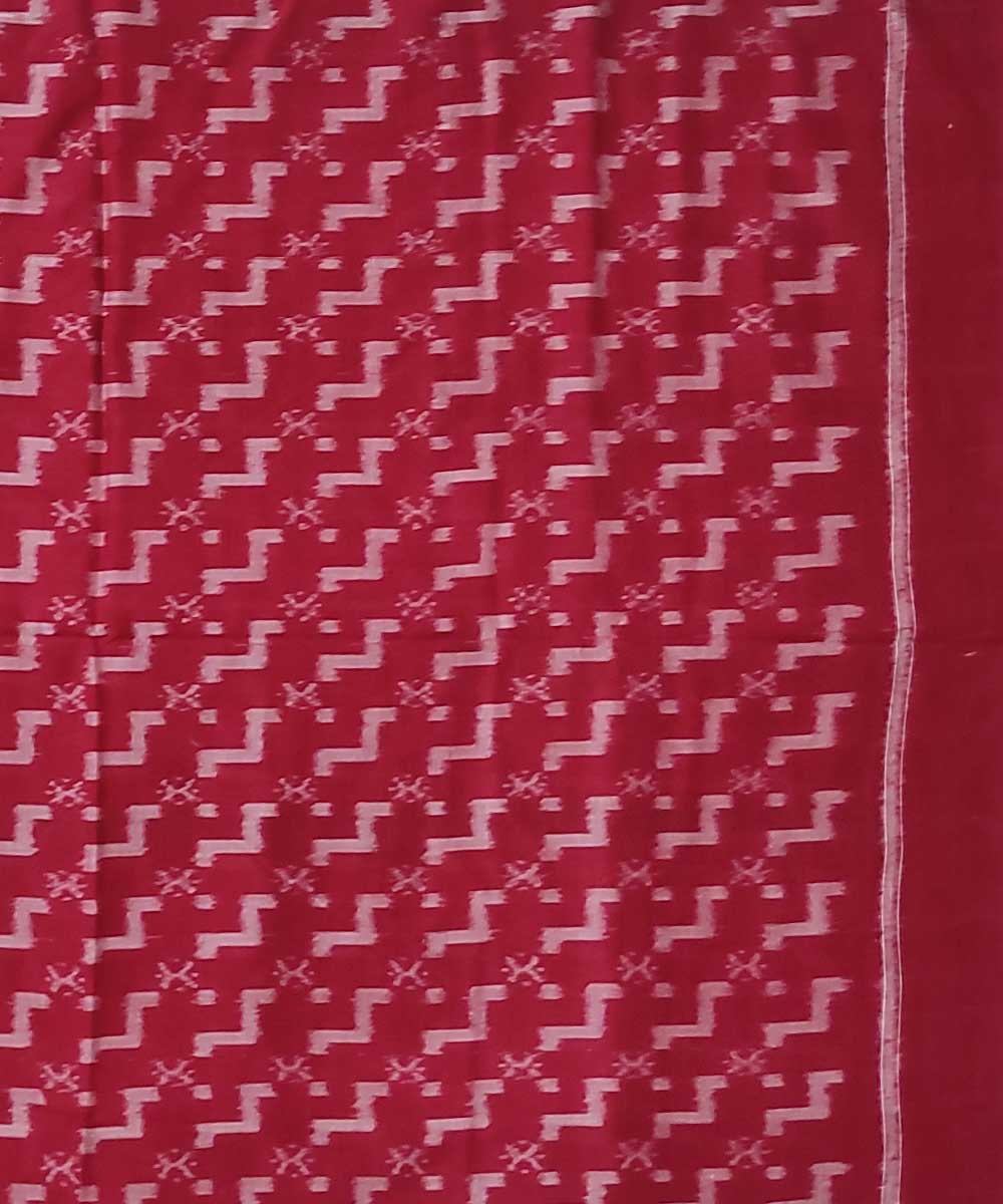 2.5m Red handwoven cotton single ikat sambalpuri kurta fabric