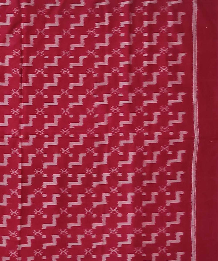 2.5m Red handwoven cotton single ikat sambalpuri kurta fabric