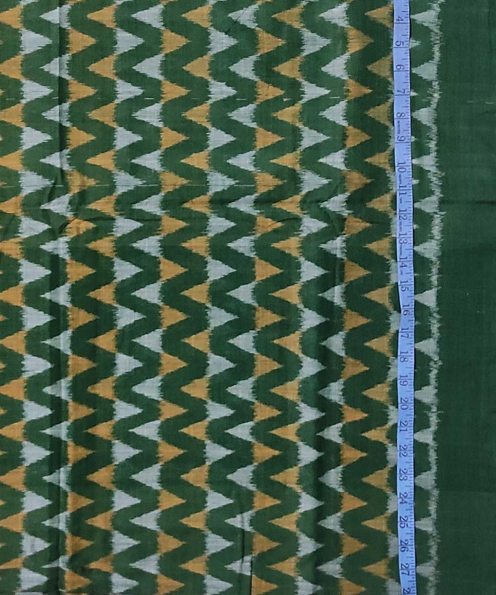 2.5m Dark green handwoven cotton single ikat sambalpuri kurta fabric