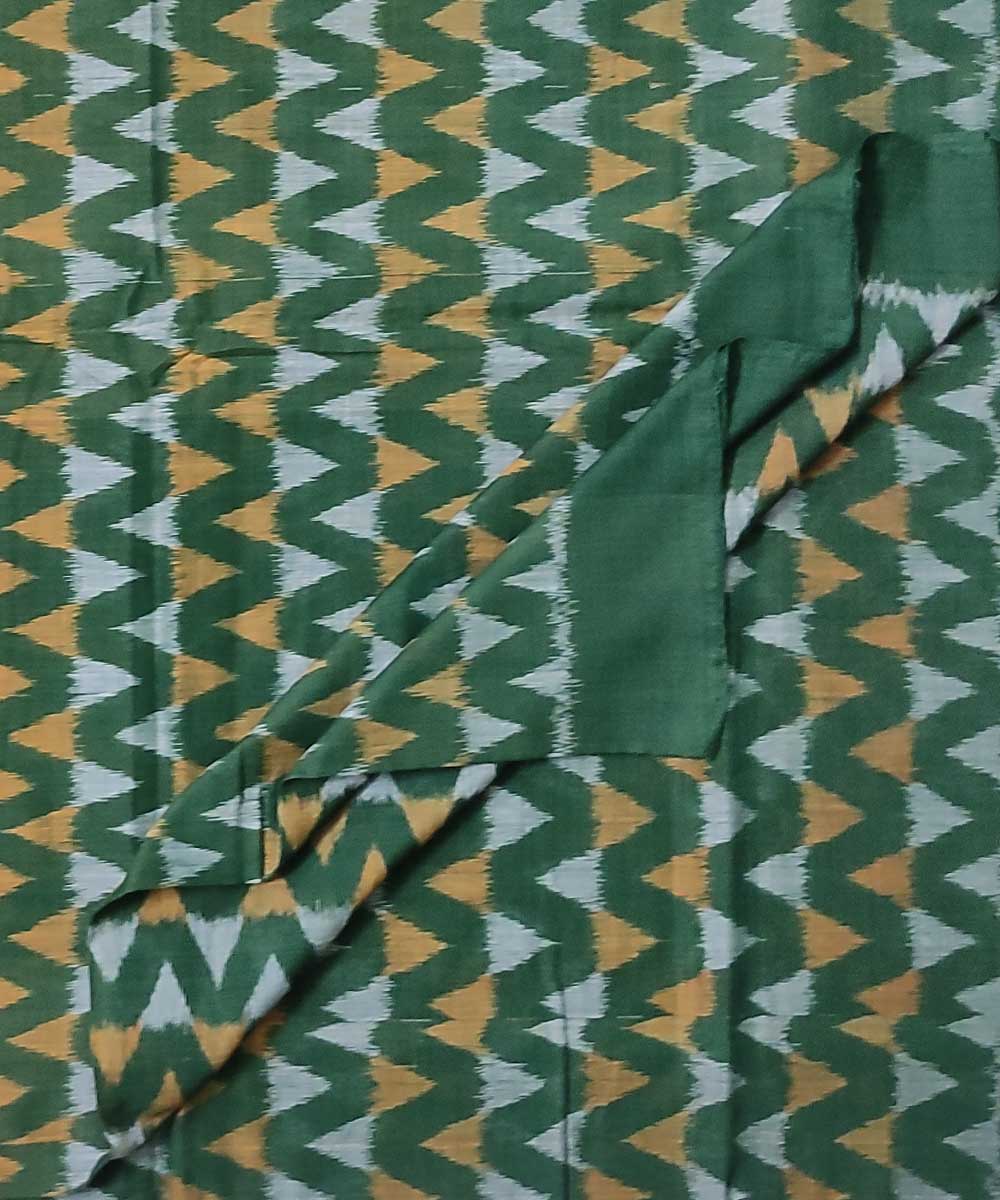 2.5m Dark green handwoven cotton single ikat sambalpuri kurta fabric