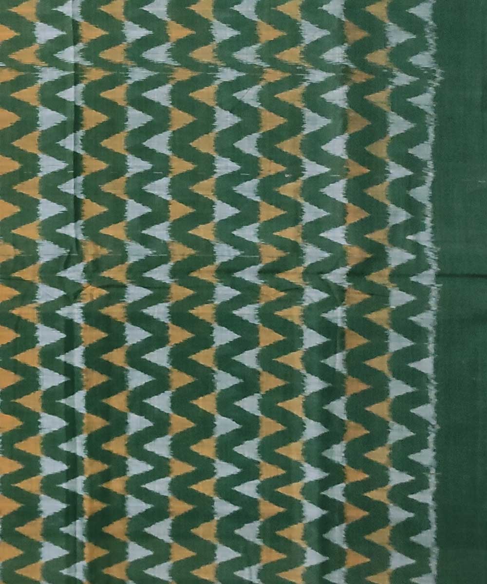 2.5m Dark green handwoven cotton single ikat sambalpuri kurta fabric