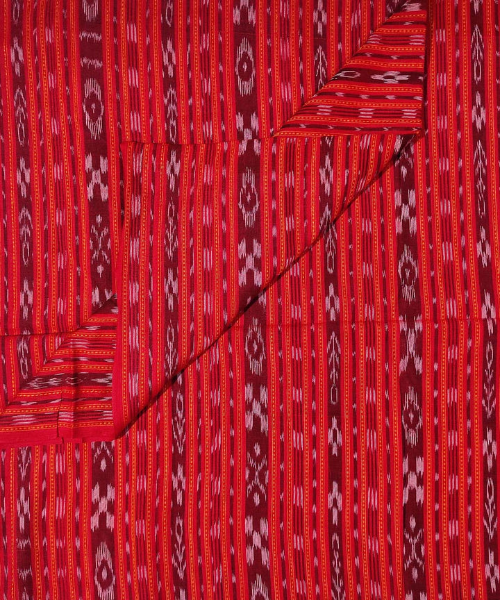 2.5m Red handwoven cotton sambalpuri kurta fabric