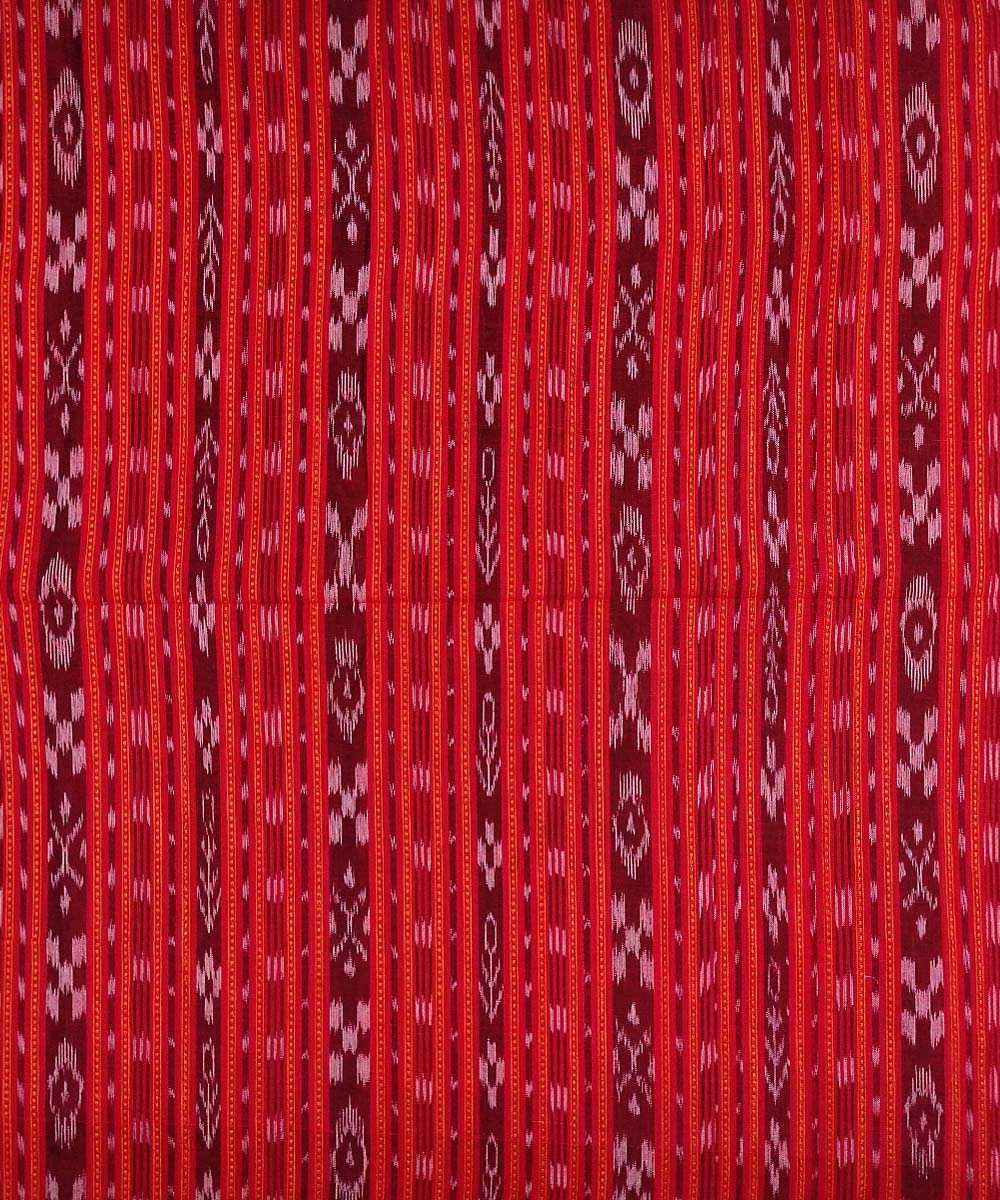 2.5m Red handwoven cotton sambalpuri kurta fabric