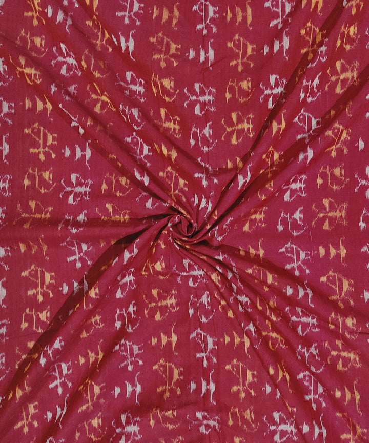 2.5m Maroon handwoven cotton sambalpuri kurta fabric