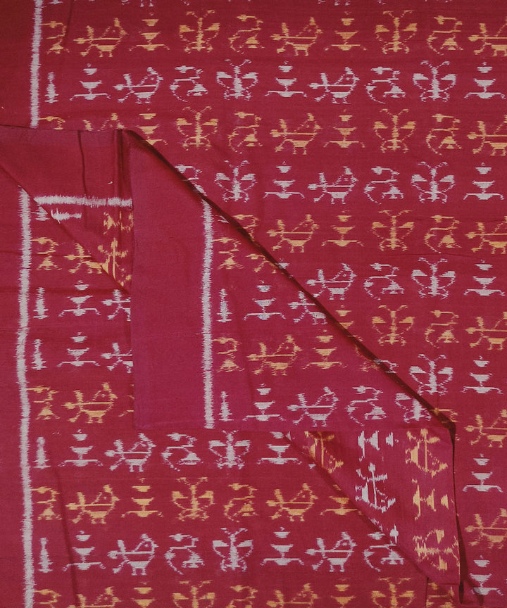 2.5m Maroon handwoven cotton sambalpuri kurta fabric