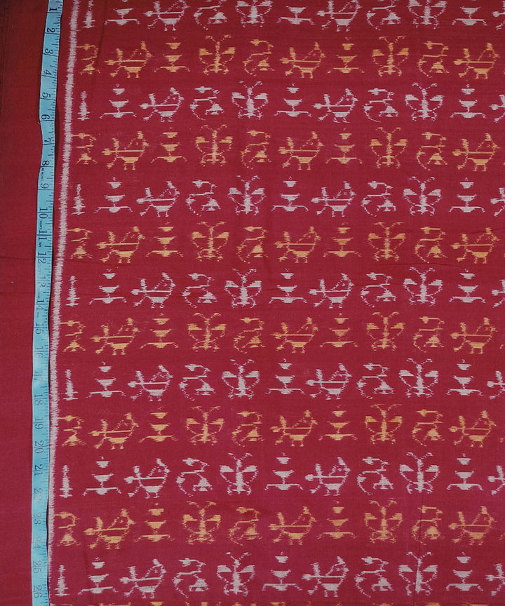 2.5m Maroon handwoven cotton sambalpuri kurta fabric