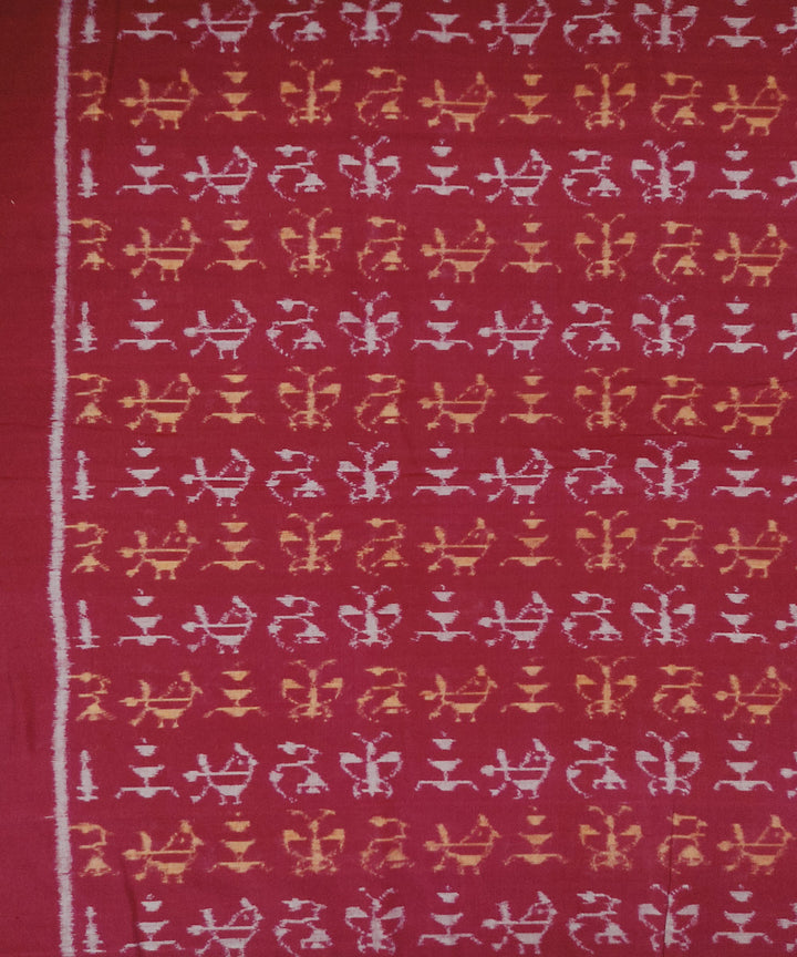 2.5m Maroon handwoven cotton sambalpuri kurta fabric