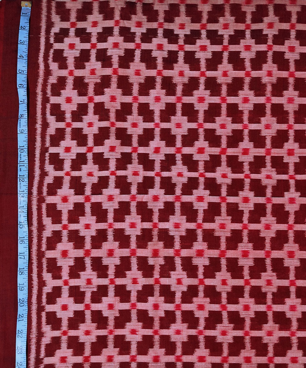 Dark red handwoven cotton sambalpuri kurta material(2.5m per qty)