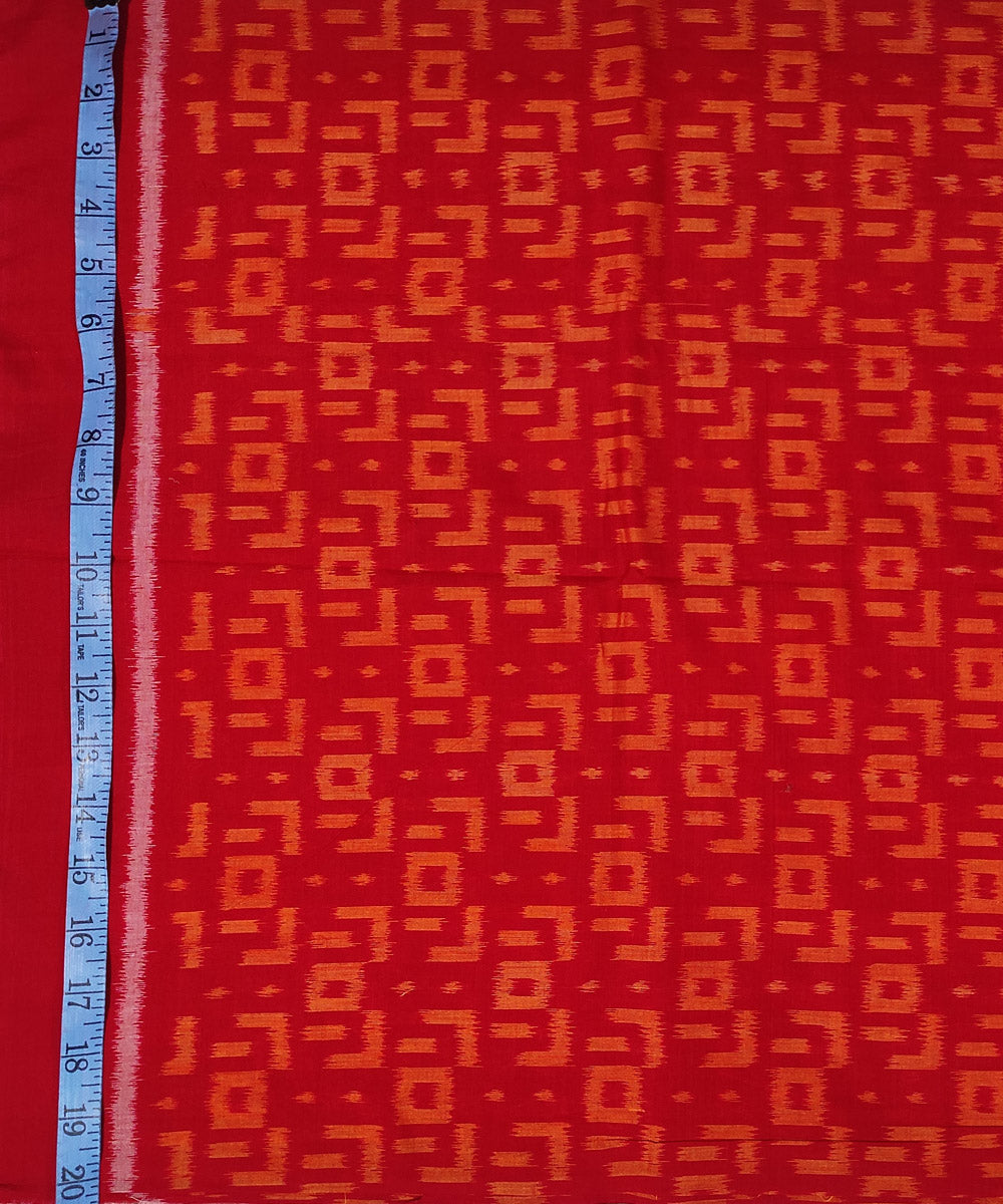 Bright red handwoven cotton sambalpuri kurta material(2.5m per qty)