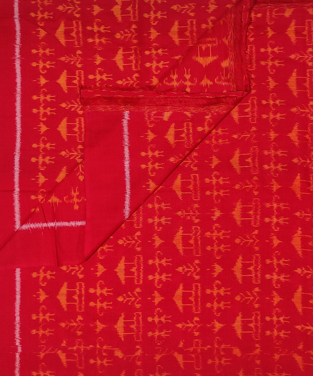 Bright red hand woven cotton sambalpuri kurta material(2.5m per qty)