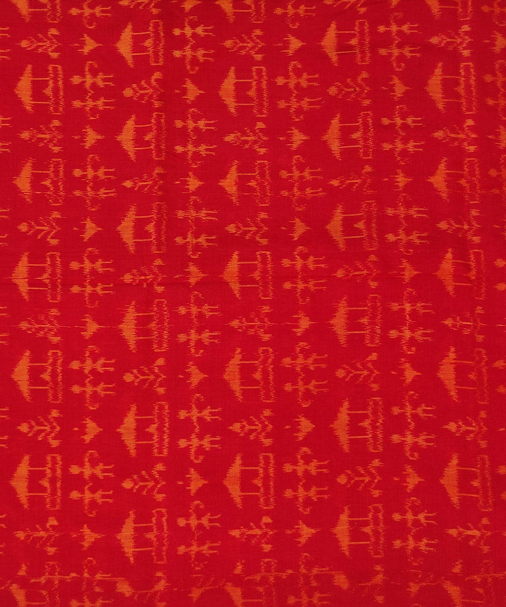 Bright red hand woven cotton sambalpuri kurta material(2.5m per qty)